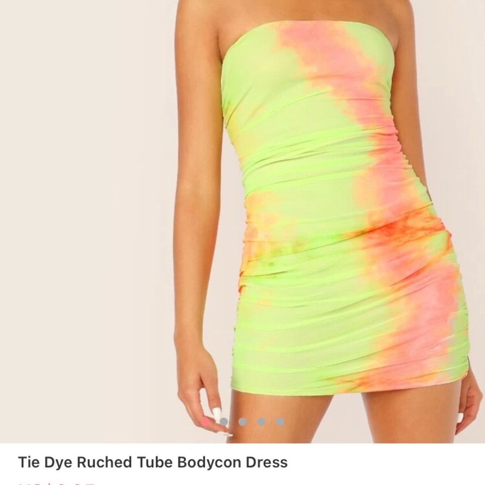 Tie die ruched dress